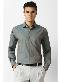 Van Heusen - Mens Textured Green Shirt