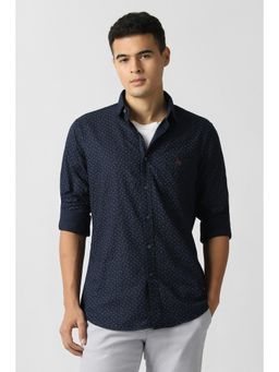 Van Heusen - Mens Printed Navy Blue Full Sleeves Shirt