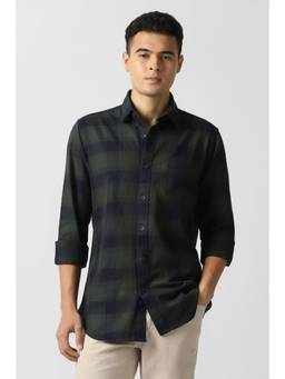 Van Heusen - Mens Checks Printed Olive Shirt
