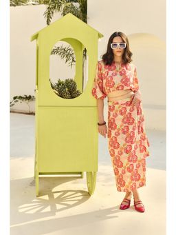 Prakriti Jaipur - Floral Peach Co-Ord (Set of 3)