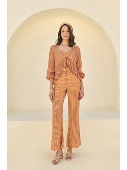 Prakriti Jaipur - Orange Stripes Tie Co-Ord (Set of 3)