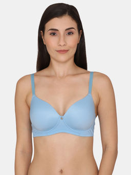 Zivame - Beautiful Basics Padded Non-Wired 3/4Th Coverage T-Shirt Bra - Dusk Blue