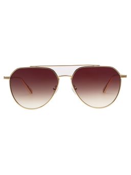 Calvin Klein - Unisex Brown Lens Gold Aviator Sunglasses (Ck 24100 717 57 S) 57