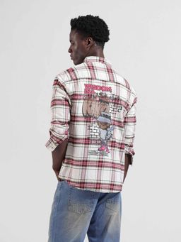 The Indian Garage Co - Men Relaxed Fit Checks Cutaway Collar Street Wear Shirt - White