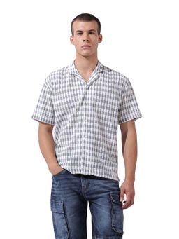 The Indian Garage Co - Men Relaxed Fit Printed Cuban Collar Shirt - Blue