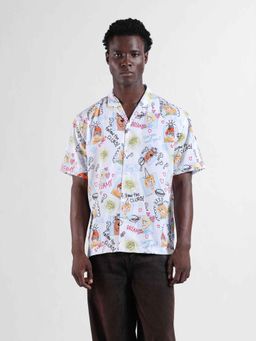 The Indian Garage Co - Men Relaxed Fit Scooby-Doo Printed Cuban Collar Half Sleeves Shirt