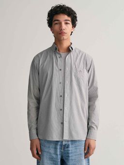 GANT - Mens Black Striped Regular Fit Classic Poplin Banker Shirt