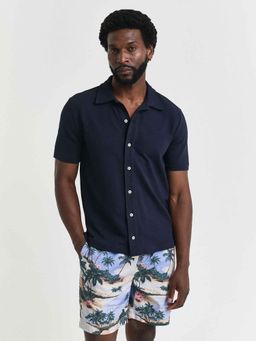 GANT - Mens Navy Blue Solid Regular Fit Shirt