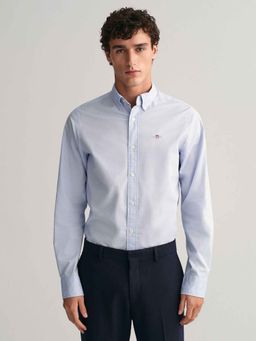 GANT - Mens Blue Solid Regular Fit Pinpoint Oxford Shirt