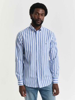 GANT - Mens Blue Striped Regular Fit Classic Poplin Shirt