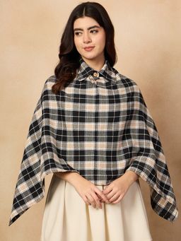 InWeave - Women Black Checks Poncho