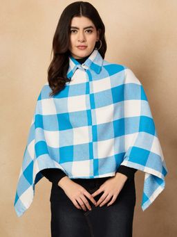InWeave - Women Blue Checks Poncho