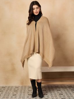 InWeave - Women Beige Solid Poncho