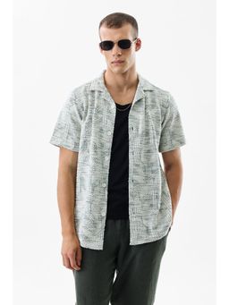 Snitch - Light Green Textured Half Sleeves Slim Casual Shirt for Men