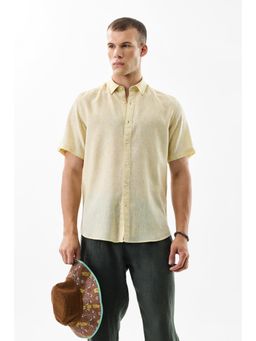Snitch - Yellow Solid Half Sleeves Slim Casual Shirt for Men