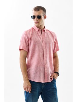 Snitch - Pink Solid Half Sleeves Slim Casual Shirt for Men