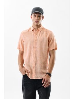 Snitch - Peach Solid Half Sleeves Slim Casual Shirt for Men