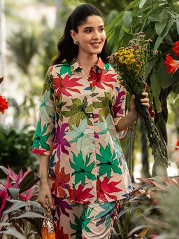 Libas - Peach Printed Cotton Co ord sets