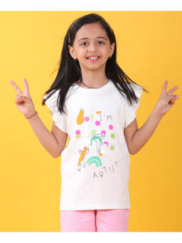 ANTHRILO - Girls White Printed Artist T-Shirt