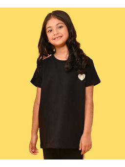 ANTHRILO - Girls Black Summer Solid T-Shirt