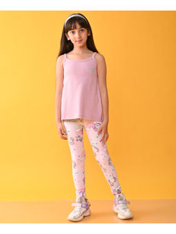 ANTHRILO - Girls Pink Solid & Printed Top with Leggings (Set of 2)