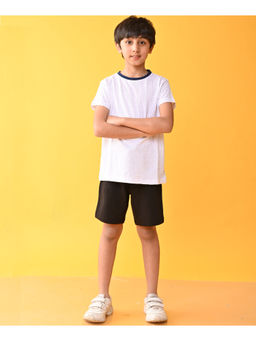 ANTHRILO - Boys White & Black Printed T-Shirt with Shorts (Set of 2)