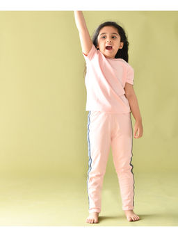 ANTHRILO - Girls Pink Solid T-Shirt with Joggers (Set of 2)