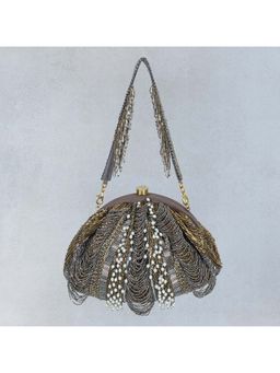 Lovetobag - Ruche Soft Pouch Antique Gold Antique Silver with Handle