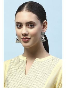 Biba - White Oxidised Casual Jhumka