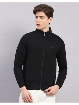 Monte Carlo - Black Men Regular Fit Solid Stand Collar Full Sleeve Sweatshirt