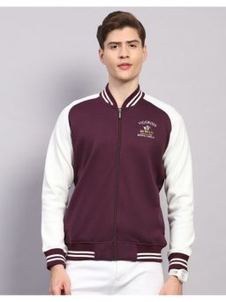 Monte Carlo - Wine Men Regular Fit Colorblock Ribbed Collar Full Sleeve Sweatshirt