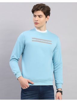 Monte Carlo - Blue Men Regular Fit Printed Round Neck Full Sleeve Sweatshirt