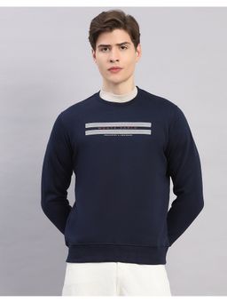 Monte Carlo - Navy Blue Men Regular Fit Printed Round Neck Full Sleeve Sweatshirt