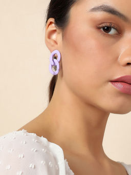 Sohi - Purple Link Drop Earrings