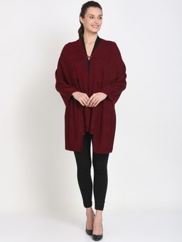 KnitStudio - Maroon Woven Knitted Shawl