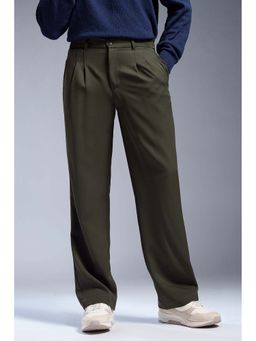 FREAKINS - Military Olive Men Double Pleated Korean Pants