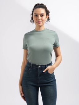 Calvin Klein - Green Solid Regular Fit Cotton T-Shirt
