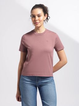 Calvin Klein - Mauve Solid Slim Fit Cotton T-Shirt