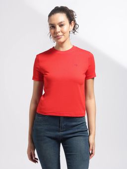 Calvin Klein - Red Solid Regular Fit Cotton T-Shirt