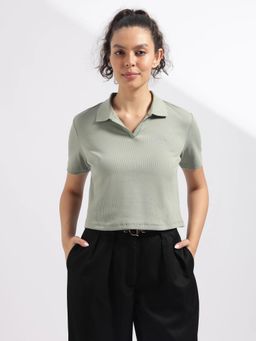 Calvin Klein - Green Solid Relaxed Fit Cotton Polo T-Shirt