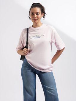 Calvin Klein - Pink Logo Relaxed Fit Cotton T-Shirt
