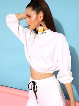 STREET 9 - White Crop Sweat Shirt