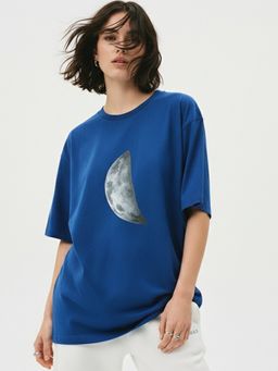 Outzidr - Blue Graphic Print T-shirt