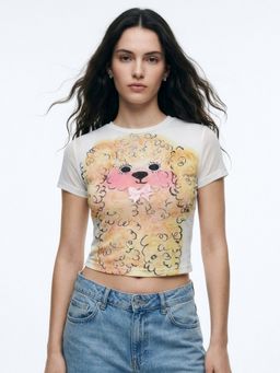 Outzidr - White Short Sleeve Printed T-Shirt