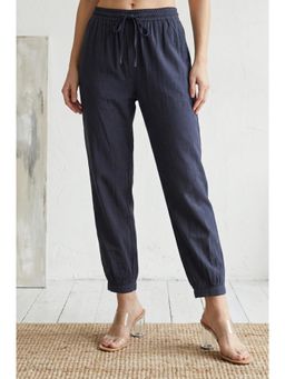 Elleven - Women's Navy Blue Solid Rayon Blend Harem Salwar