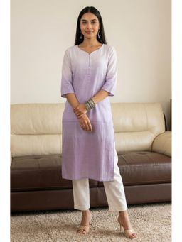 Aurelia - Women's Lavender Ombre Yarn Dyed Rayon Straight Kurta