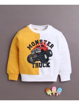 Bumzee - White Boys Full Sleeves Cotton Sweatshirt