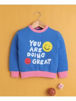 Bumzee - Blue Girls Full Sleeves Cotton Sweatshirt