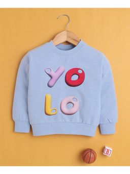 Bumzee - Sky Blue Girls Full Sleeves Cotton Sweatshirt