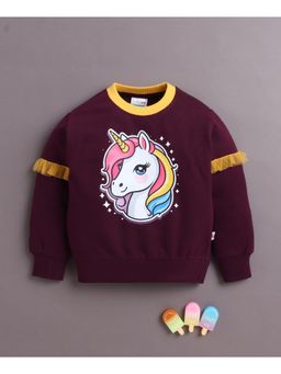 Bumzee - Wine Girls Full Sleeves Cotton Sweatshirt